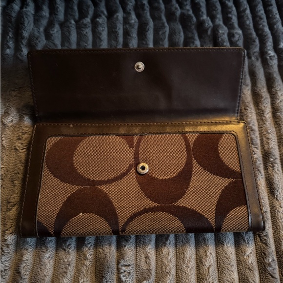 Coach Signature Brown and Tan Clutch - Picture 3 of 5